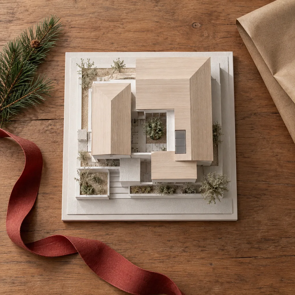 Representative photo-style image of architectural building model — generated, not a specific product