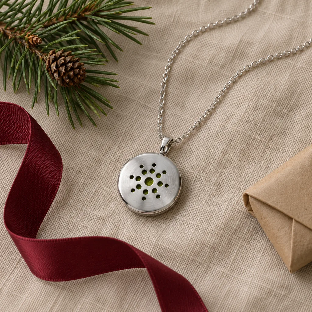 Representative photo-style image of aromatherapy diffuser necklace or bracelet — generated, not a specific product