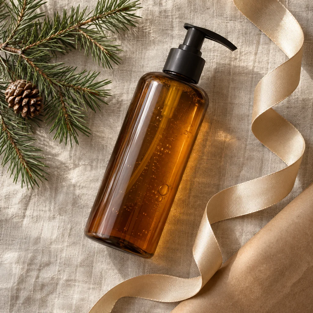 Representative photo-style image of aromatherapy shower gel — generated, not a specific product