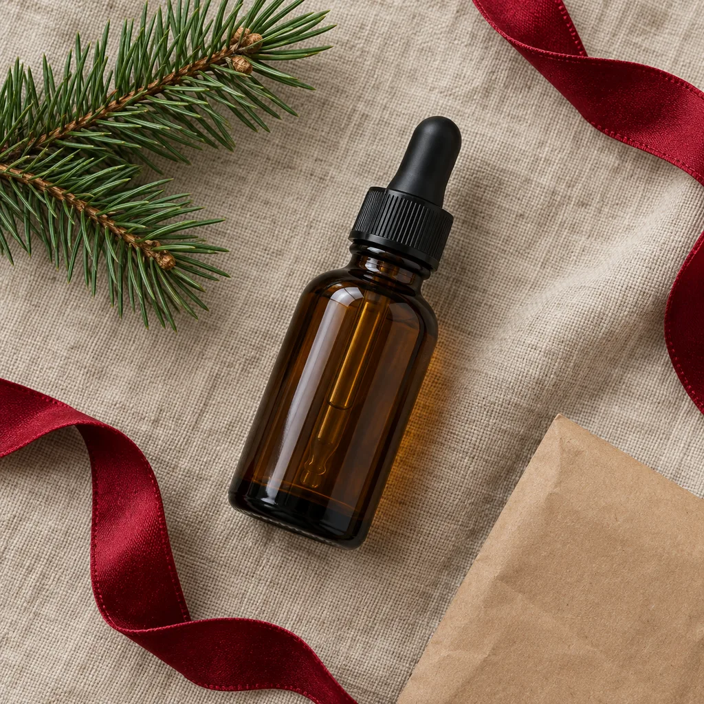 Representative photo-style image of aromatic scented beard oil — generated, not a specific product