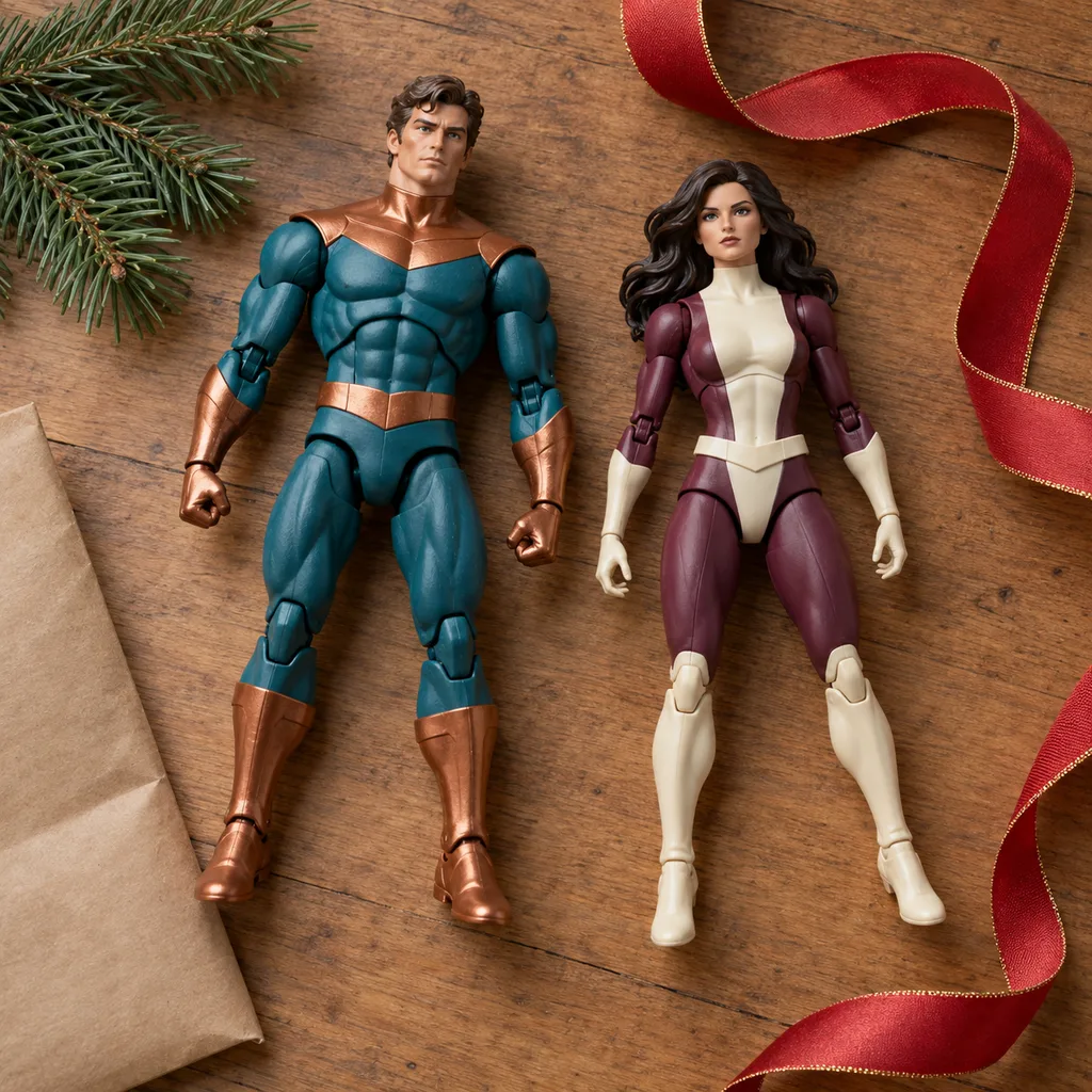 Representative photo-style image of superhero action figures — generated, not a specific product