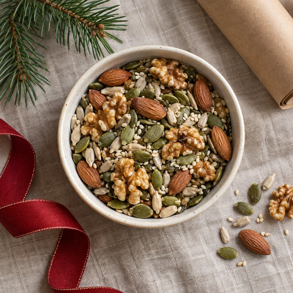 Representative photo-style image of artisanal seed blend — generated, not a specific product