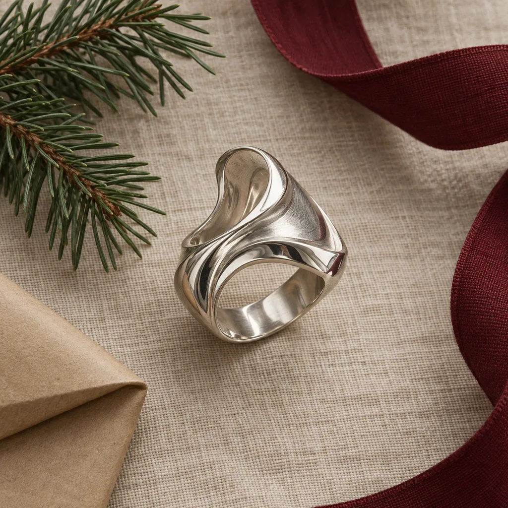 Representative photo-style image of artistic sculptural fashion ring — generated, not a specific product
