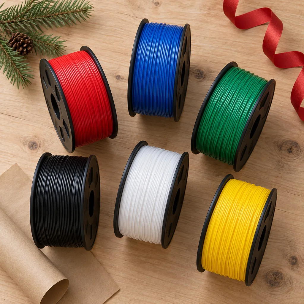 Representative photo-style image of assorted 3d printer filament pack — generated, not a specific product