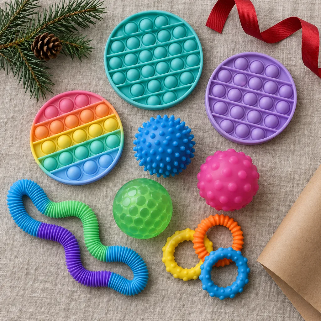 Representative photo-style image of assorted fidget toy set — generated, not a specific product