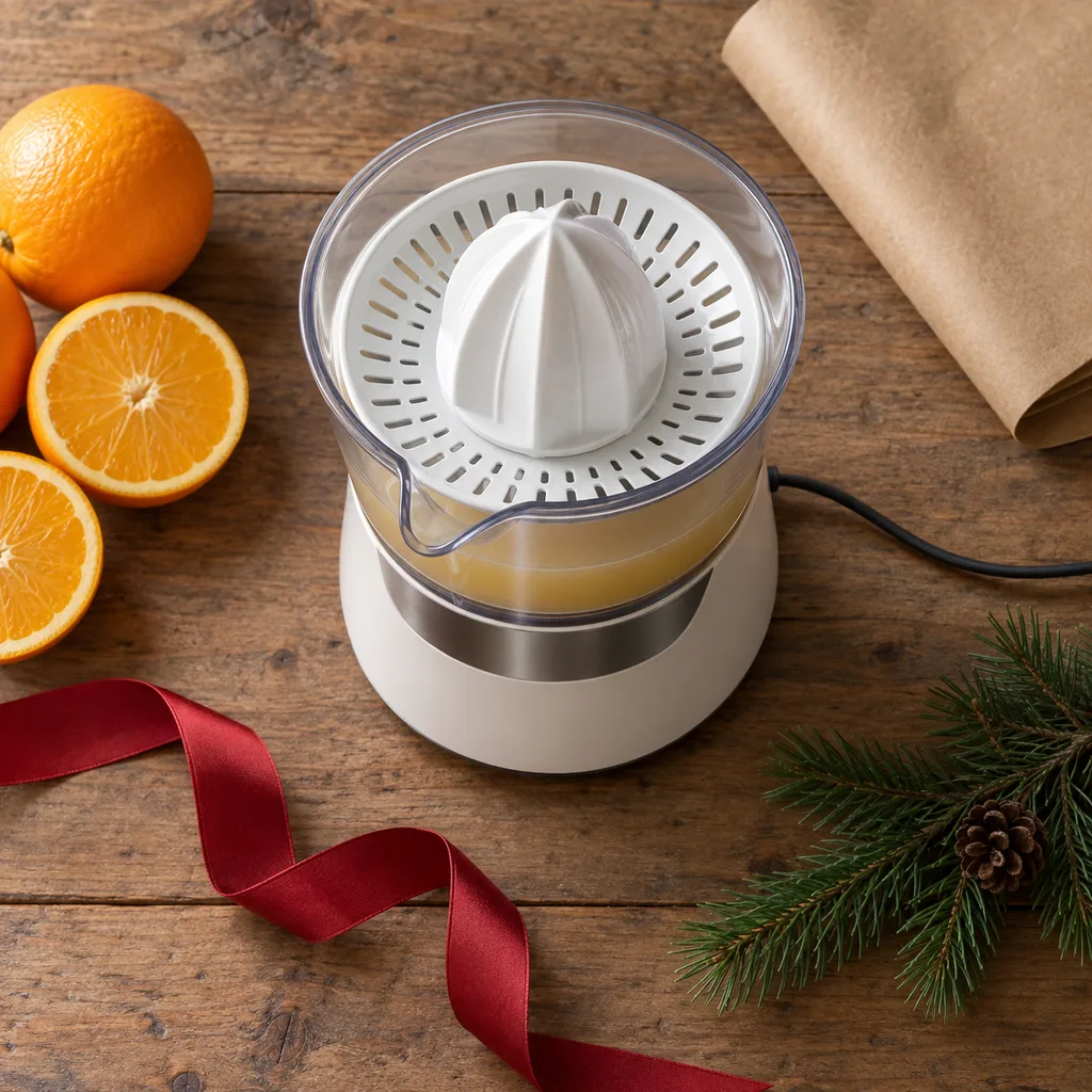 Representative photo-style image of automatic electric citrus juicer — generated, not a specific product