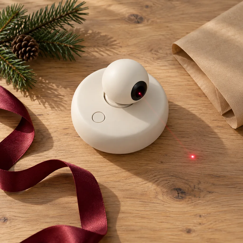 Representative photo-style image of automatic rotating laser cat toy — generated, not a specific product