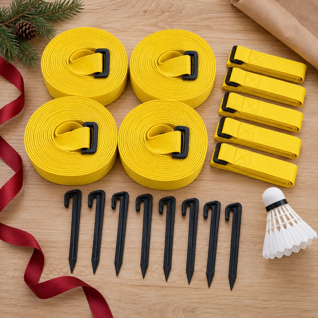 Representative photo-style image of badminton court marking set — generated, not a specific product