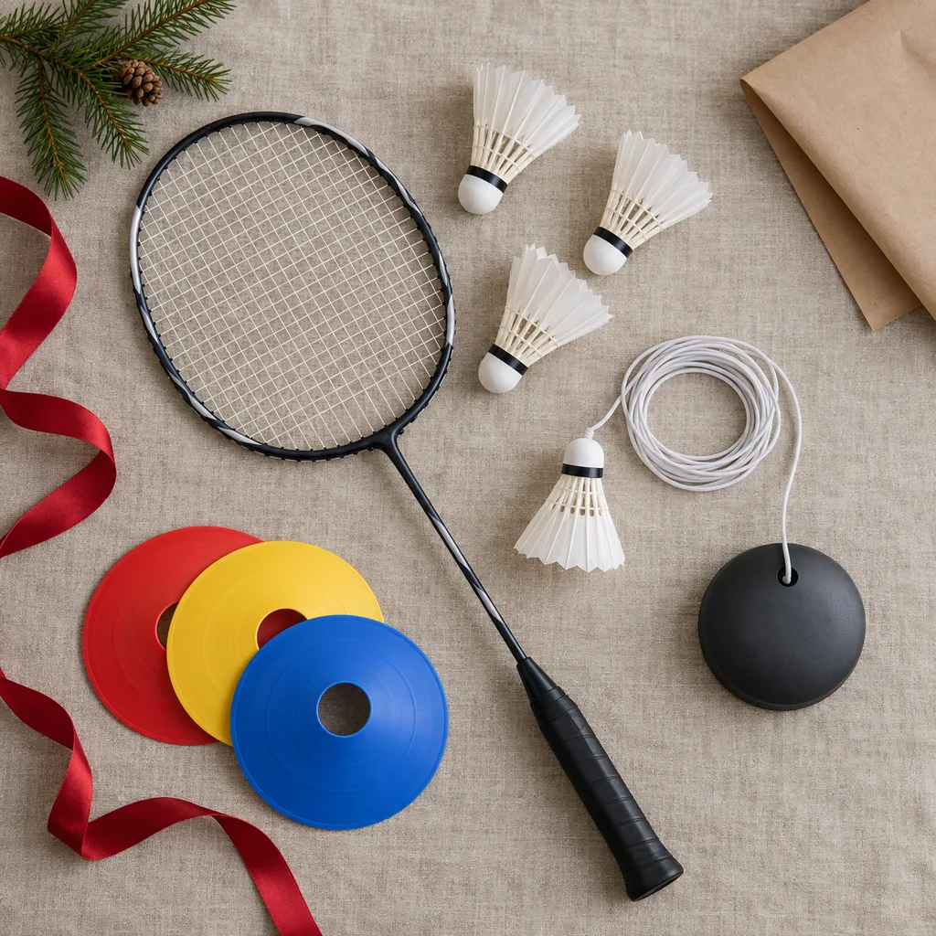 Representative photo-style image of badminton training aid kit — generated, not a specific product