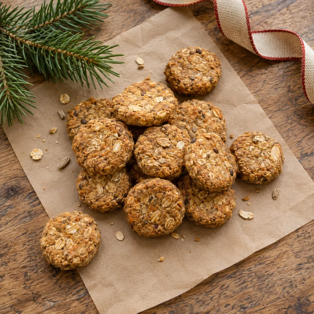 Representative photo-style image of baked grain biscuits — generated, not a specific product