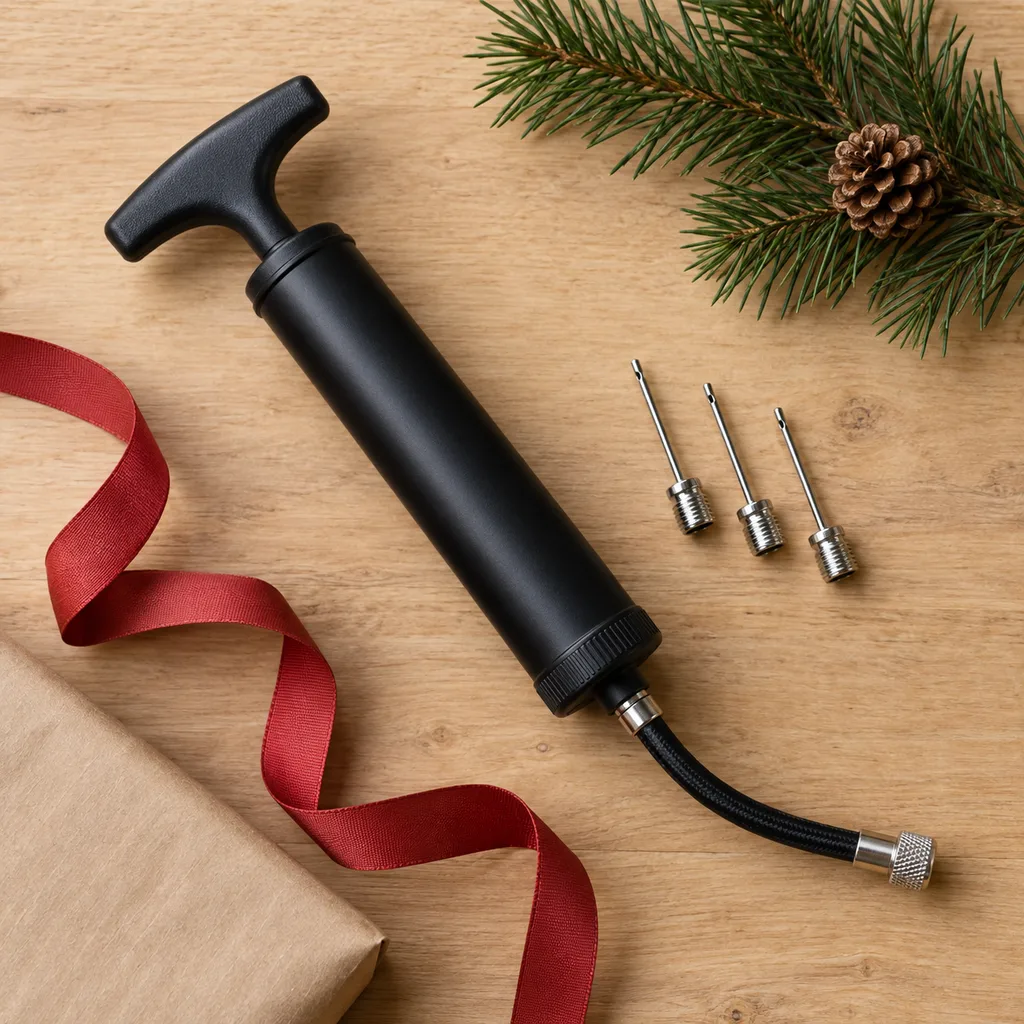 Representative photo-style image of ball pump and needle set — generated, not a specific product