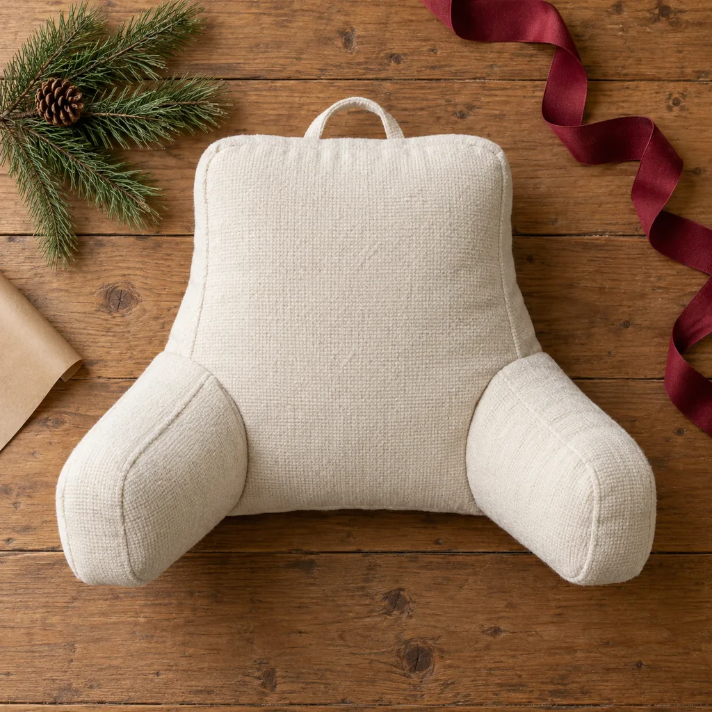 Representative photo-style image of bed rest reading pillow — generated, not a specific product