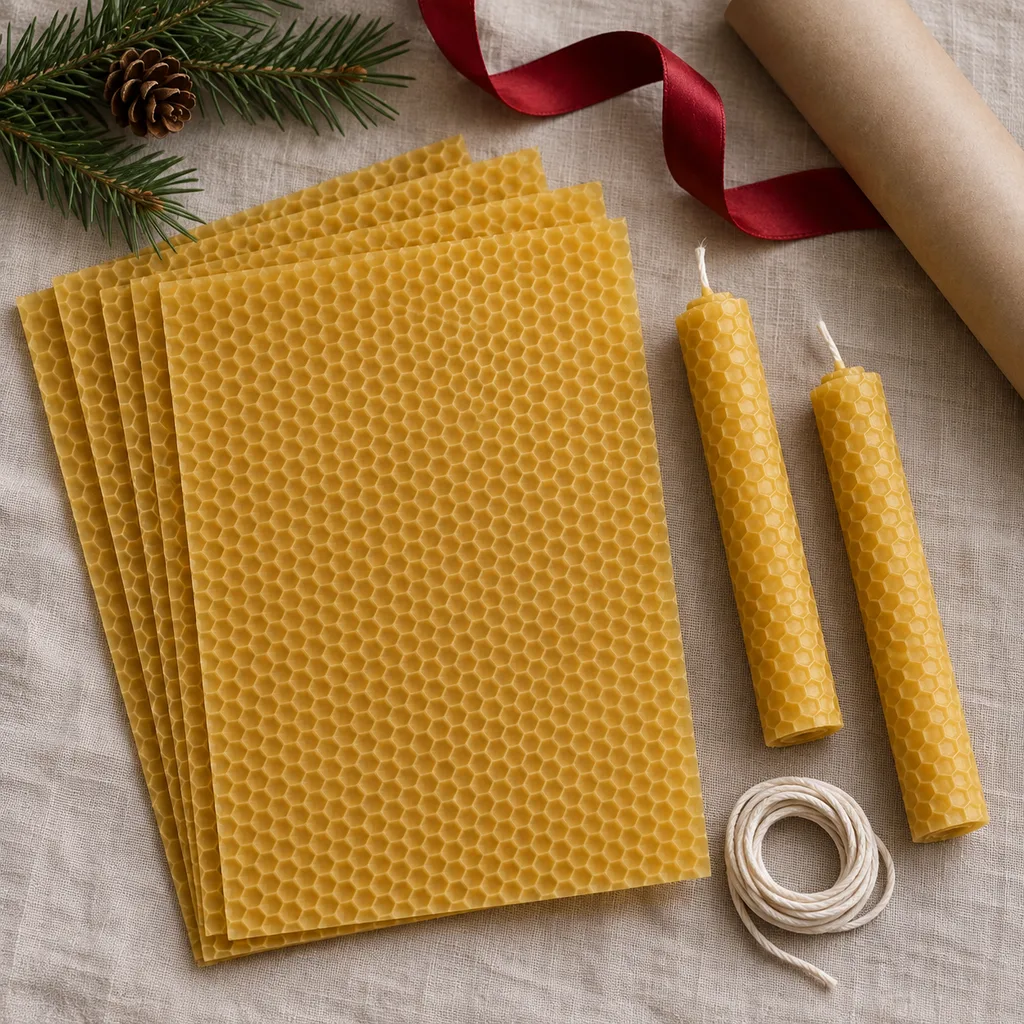Representative photo-style image of beeswax candle kit — generated, not a specific product