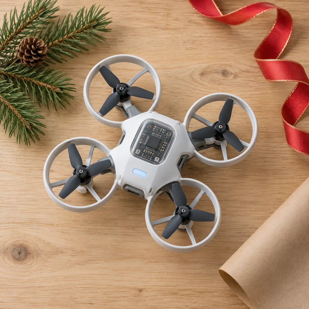 Representative photo-style image of beginner coding drone — generated, not a specific product