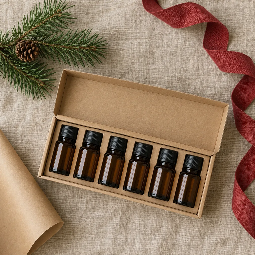 Representative photo-style image of beginner essential oil discovery set — generated, not a specific product