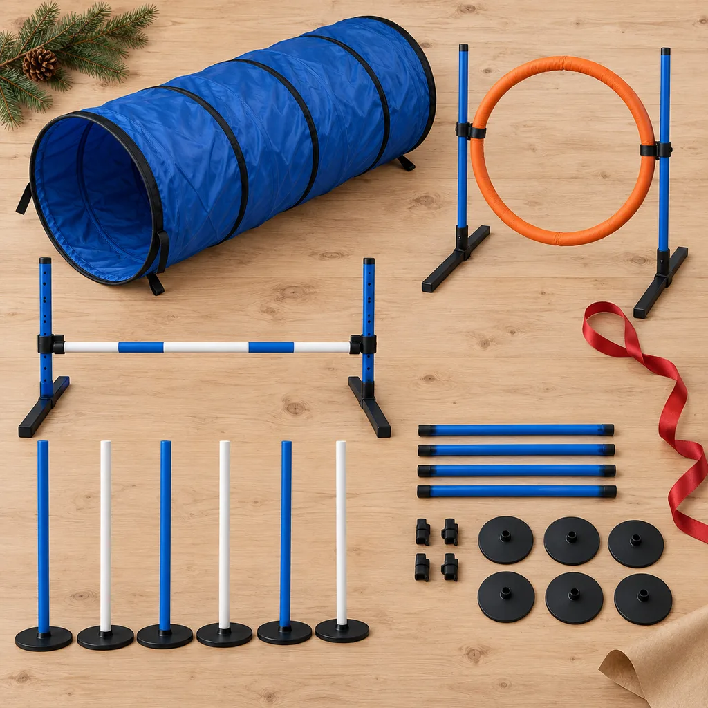 Representative photo-style image of beginner pet agility training kit — generated, not a specific product