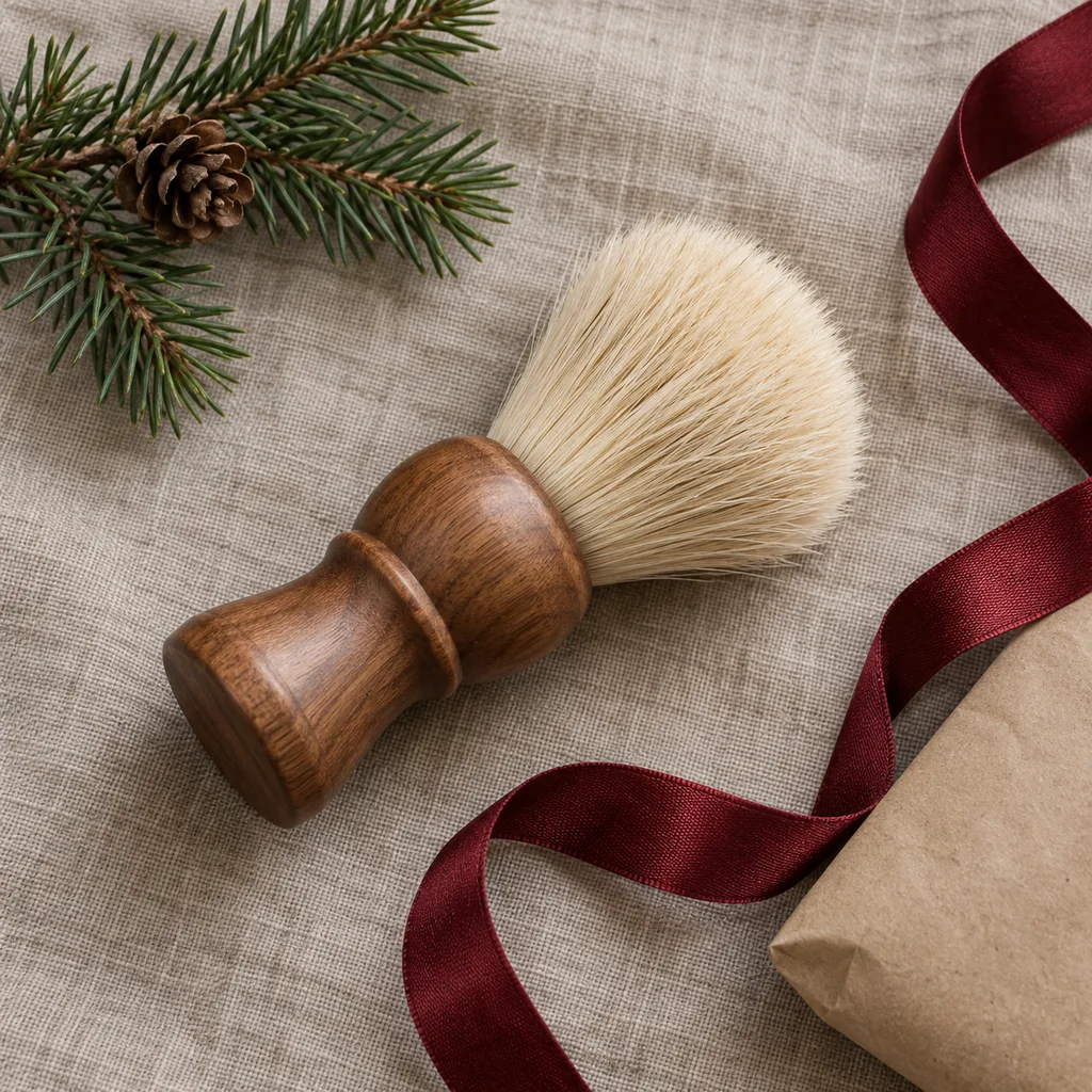 Representative photo-style image of boar bristle shaving brush — generated, not a specific product