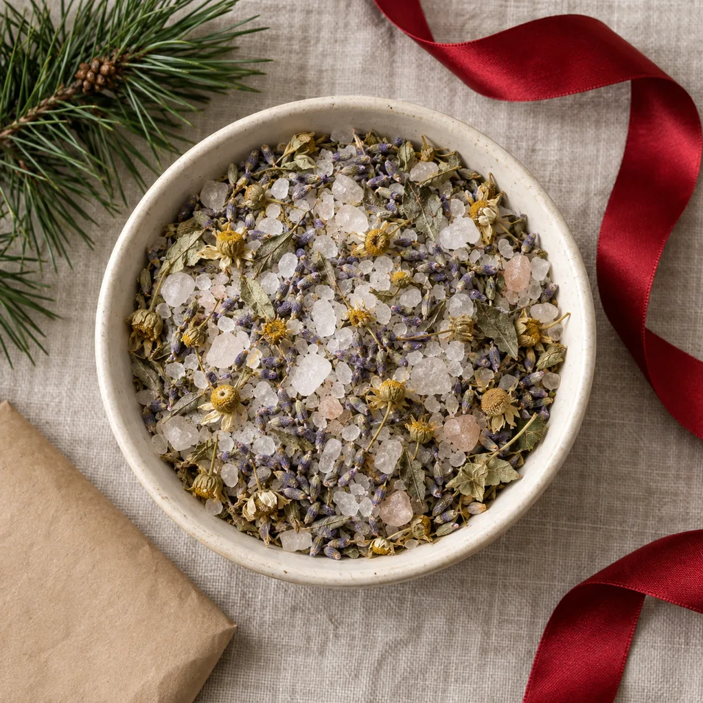 Representative photo-style image of botanical herbal foot soak blend — generated, not a specific product