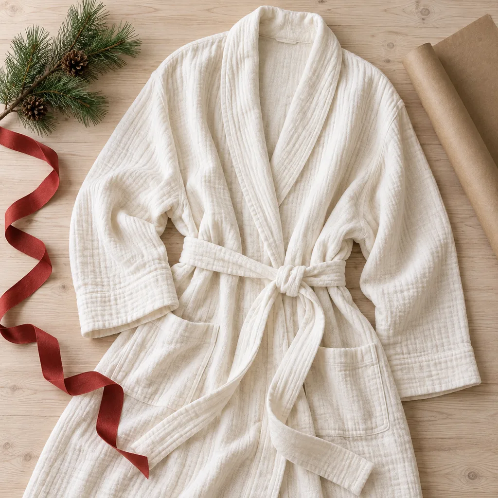 Representative photo-style image of breathable lightweight cotton robe — generated, not a specific product