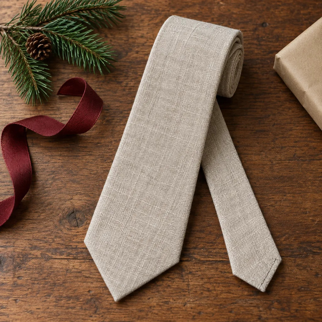 Representative photo-style image of linen necktie — generated, not a specific product