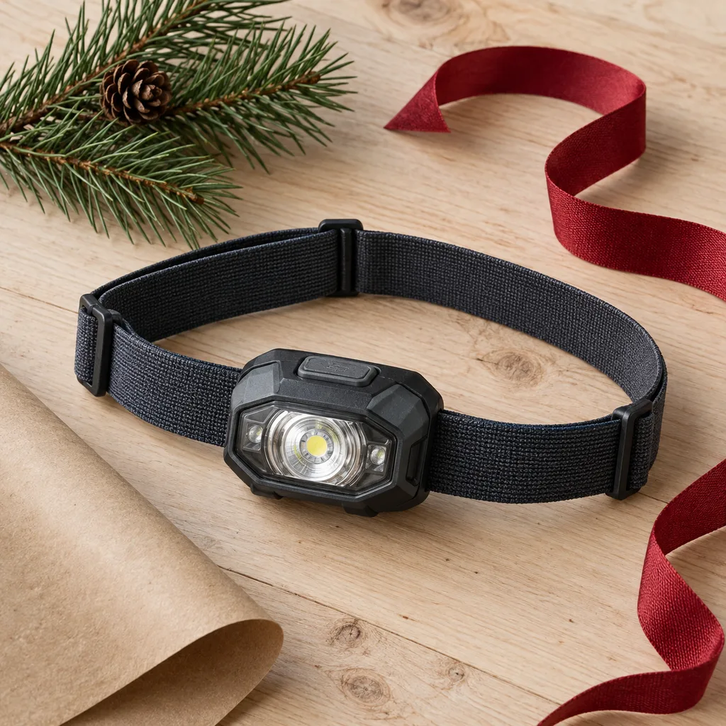 Representative photo-style image of bright trail headlamp — generated, not a specific product