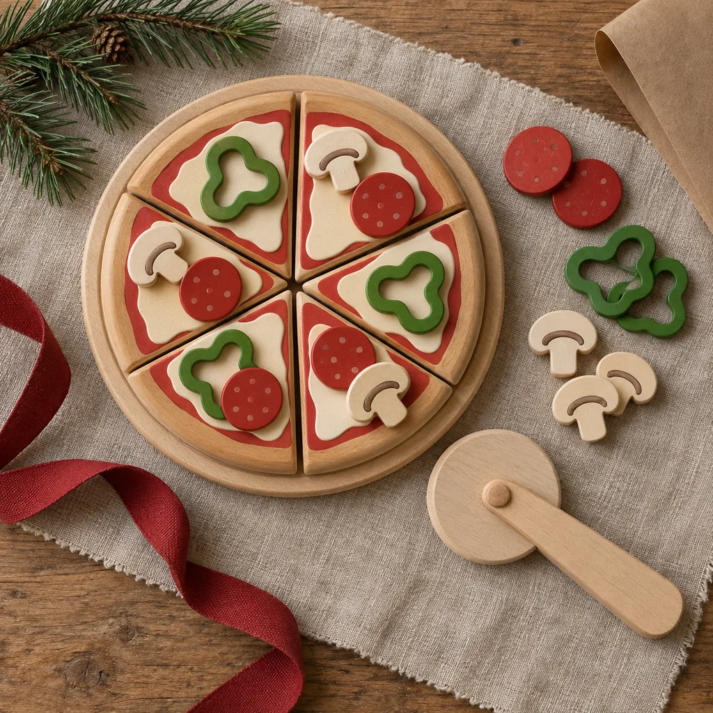 Representative photo-style image of build-your-own play pizza kit — generated, not a specific product
