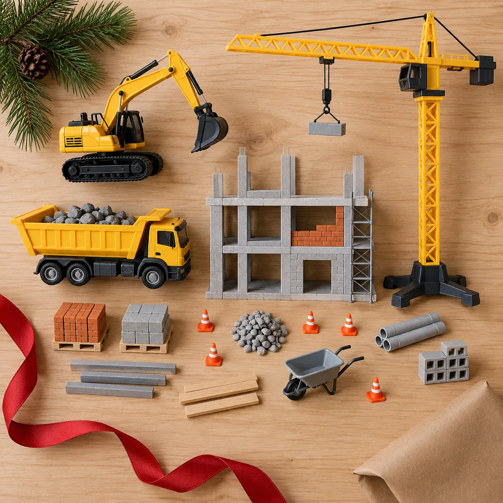 Representative photo-style image of building construction site playset — generated, not a specific product