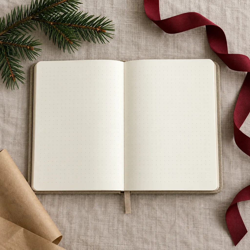 Representative photo-style image of bullet journal style notebook — generated, not a specific product