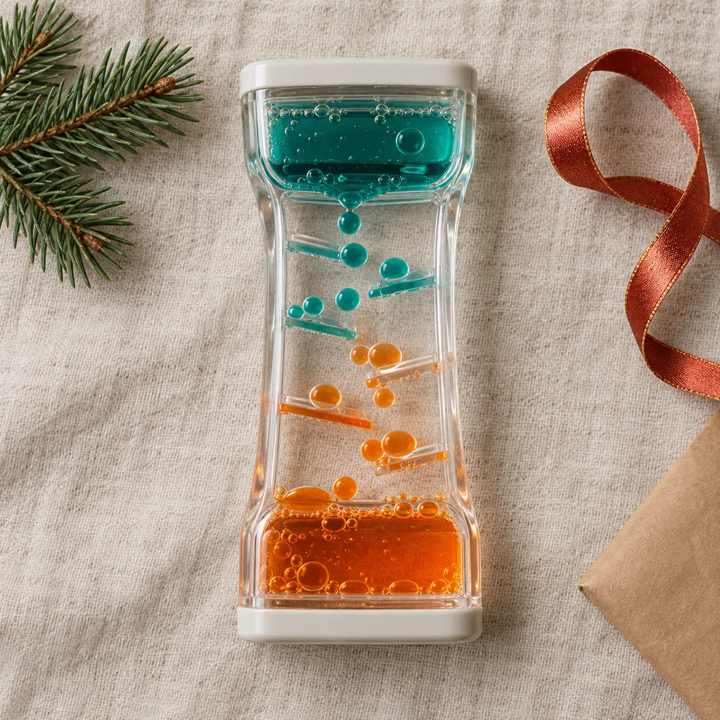Representative photo-style image of liquid motion timer — generated, not a specific product