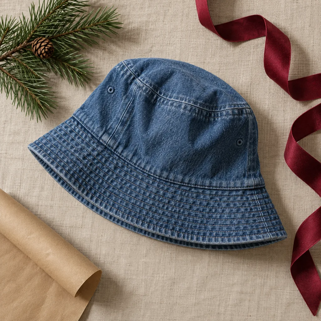 Representative photo-style image of denim bucket hat — generated, not a specific product