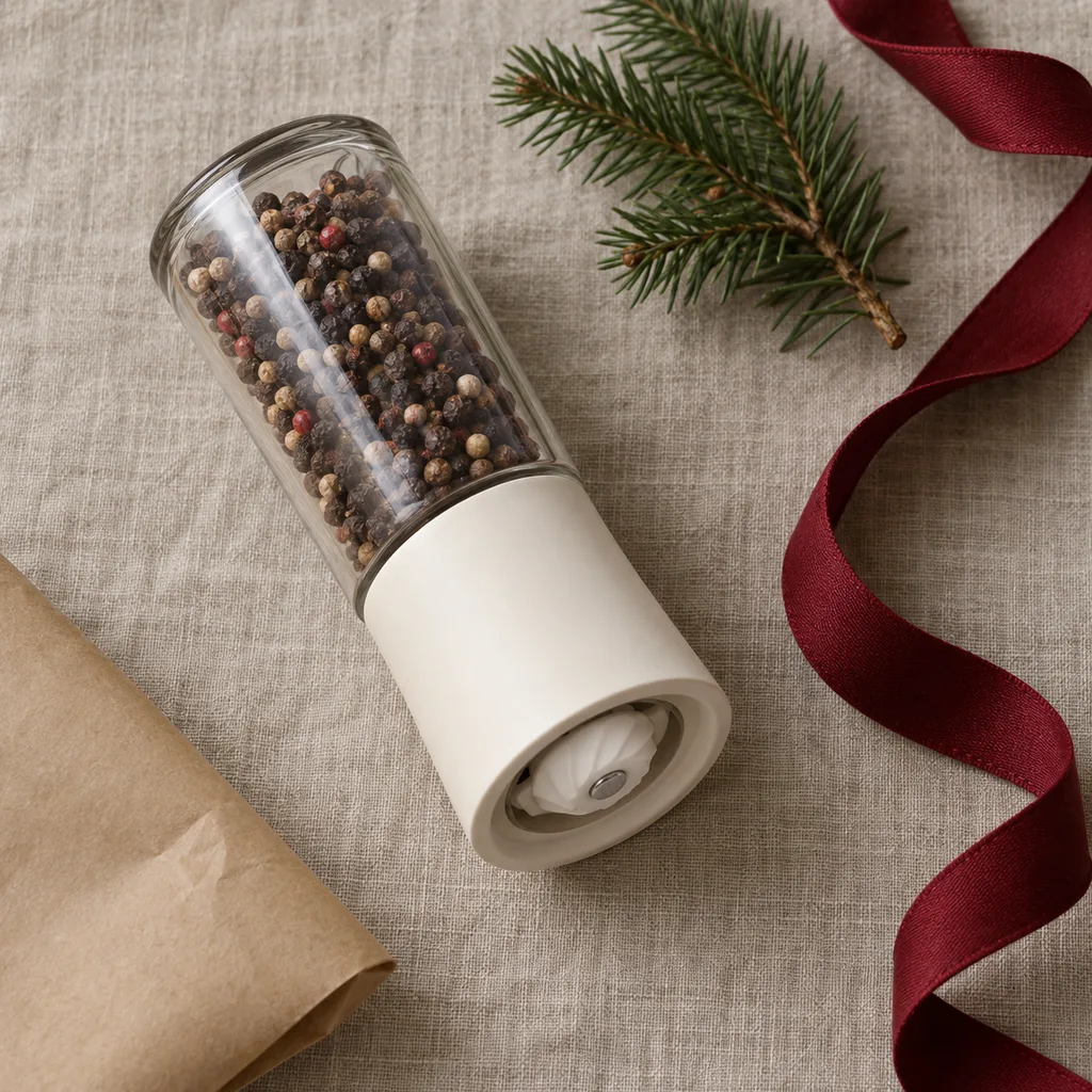 Representative photo-style image of ceramic burr spice grinder — generated, not a specific product