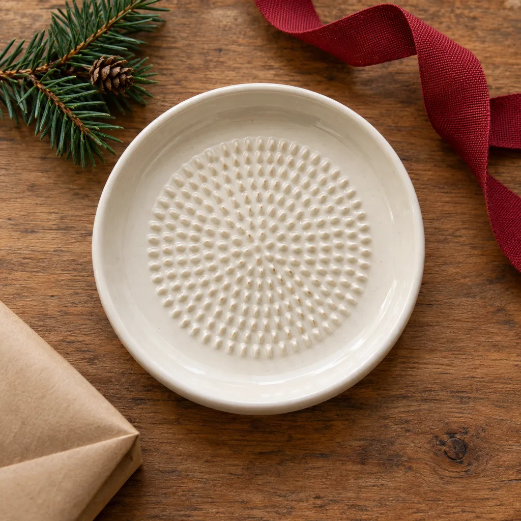 Representative photo-style image of ceramic grating plate — generated, not a specific product