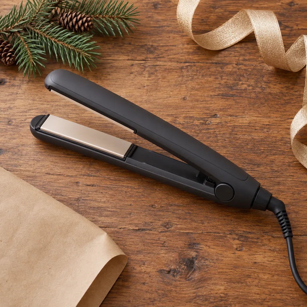 Representative photo-style image of ceramic plate hair straightener — generated, not a specific product