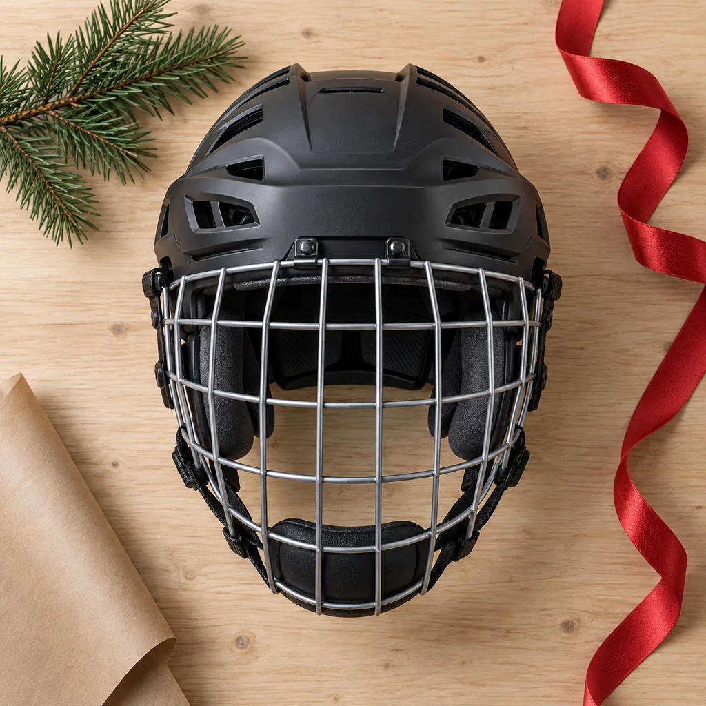 Representative photo-style image of certified hockey helmet — generated, not a specific product
