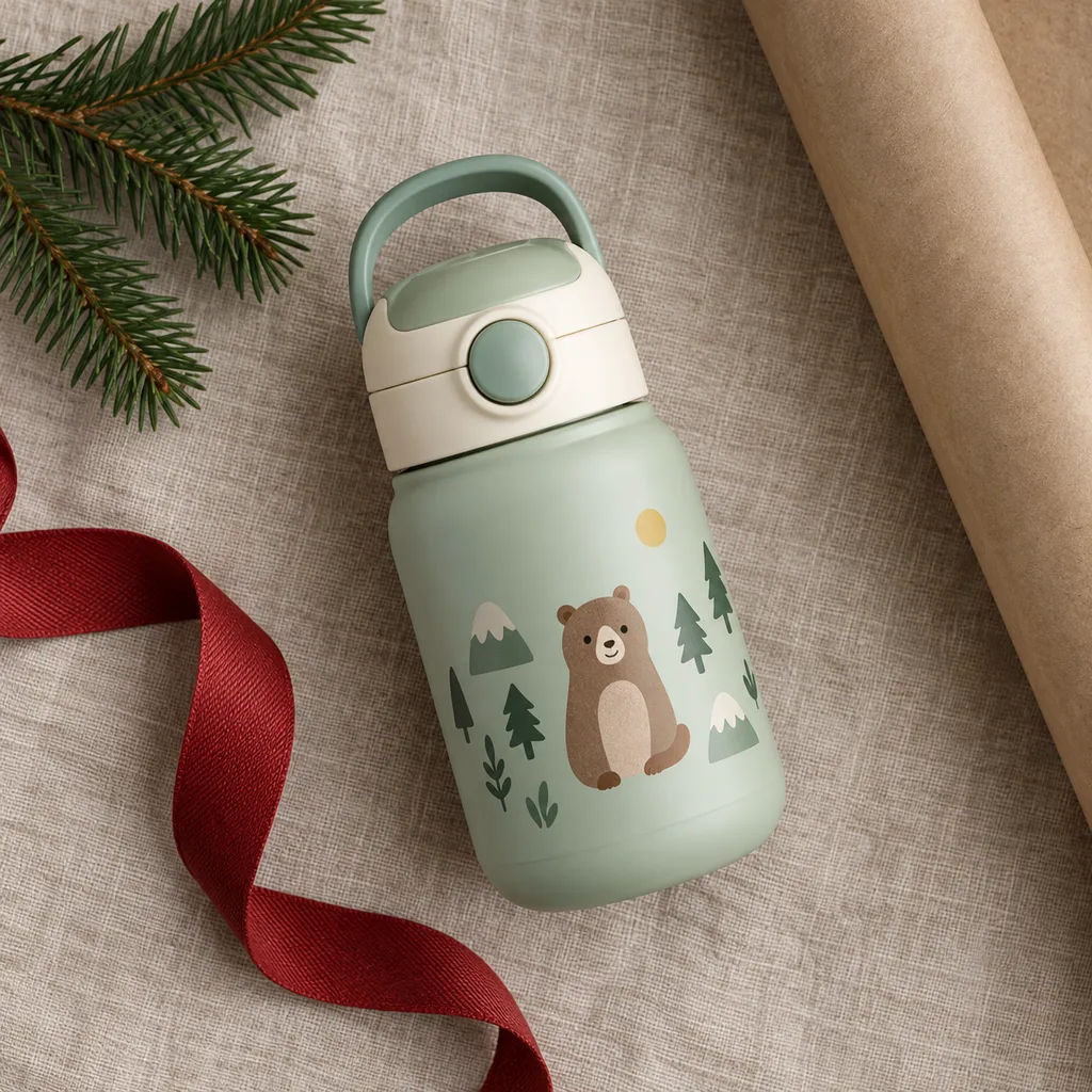 Representative photo-style image of children's insulated drink flask — generated, not a specific product