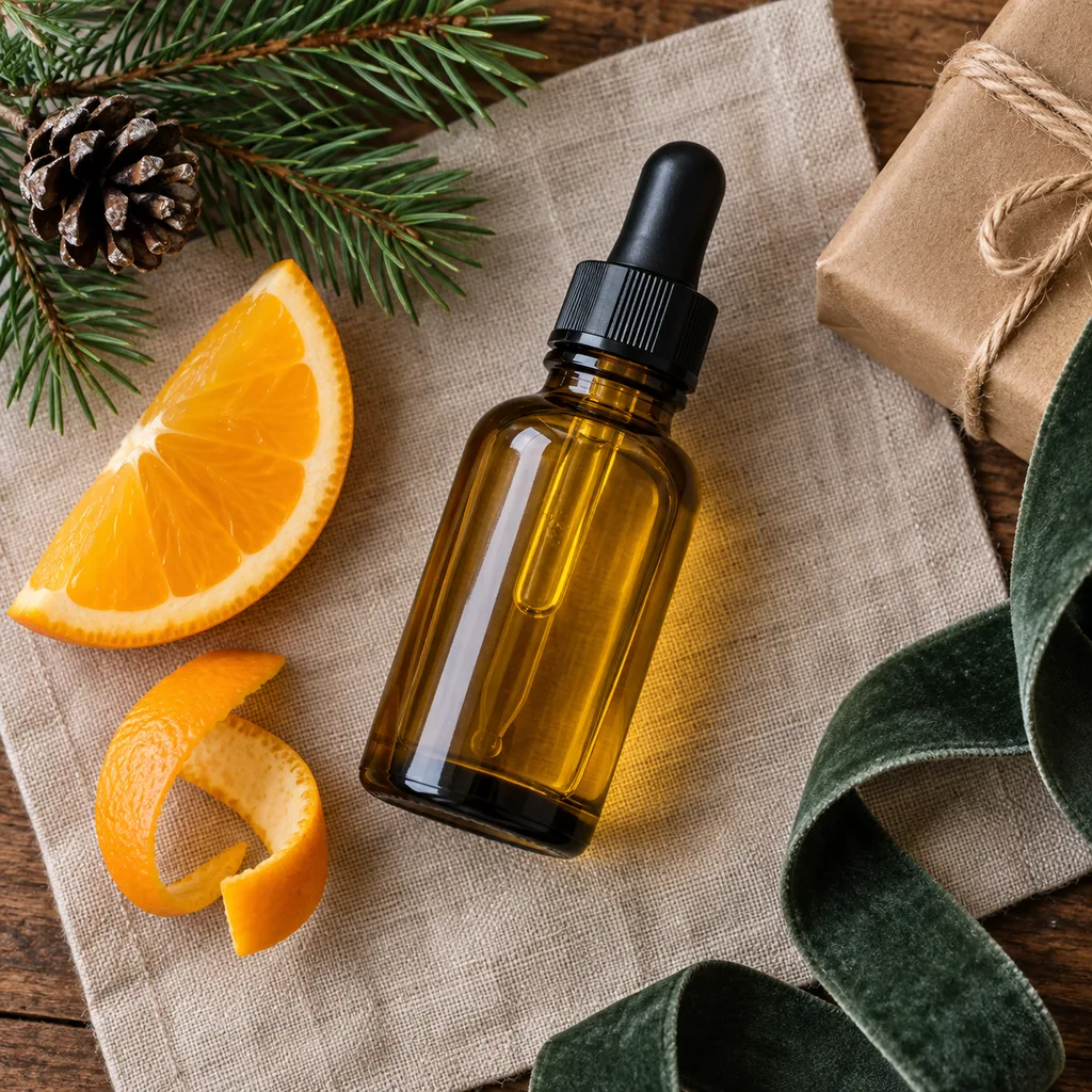 Representative photo-style image of citrus fresh beard oil — generated, not a specific product
