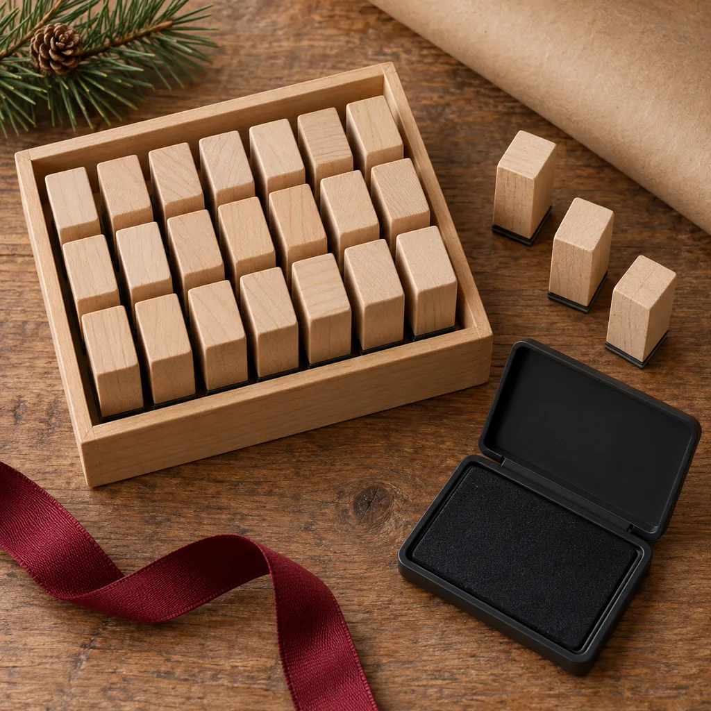 Representative photo-style image of classic alphabet letter stamp set — generated, not a specific product