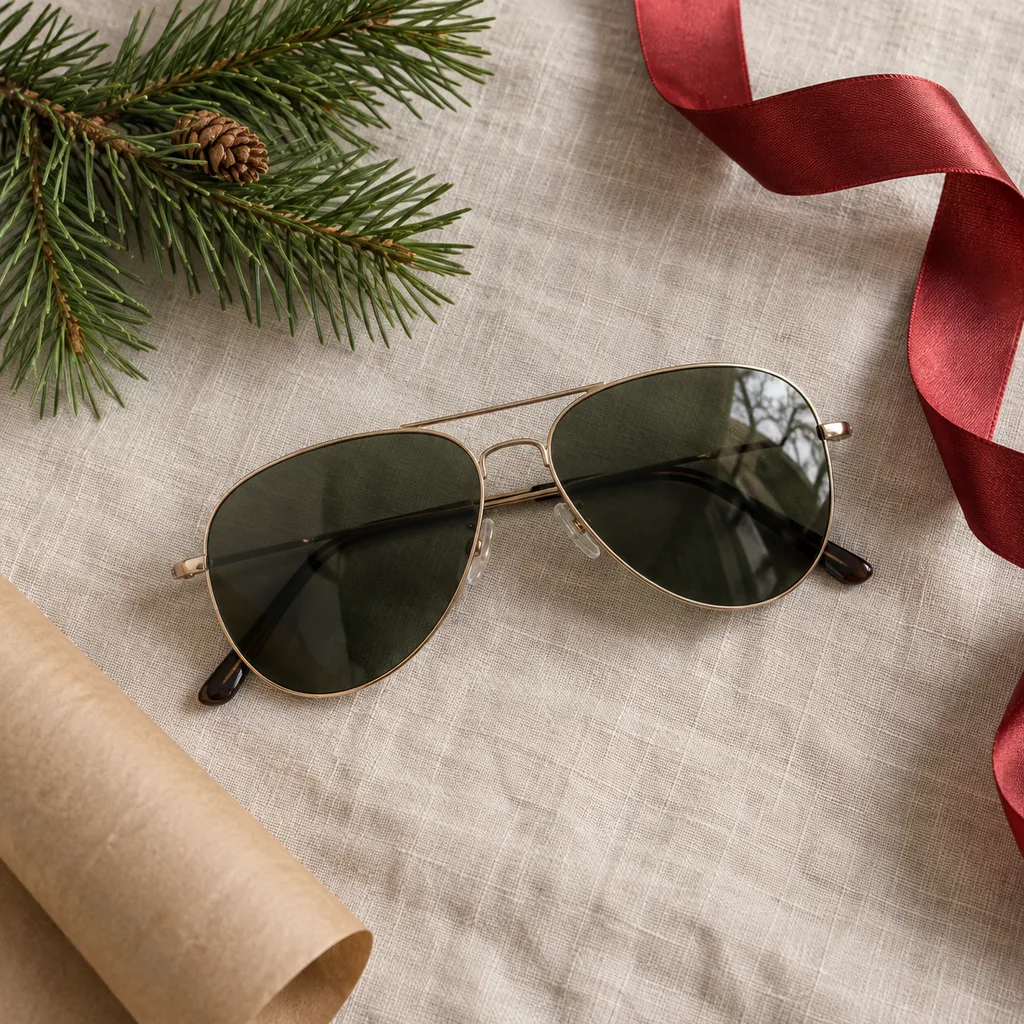 Representative photo-style image of classic aviator sunglasses — generated, not a specific product