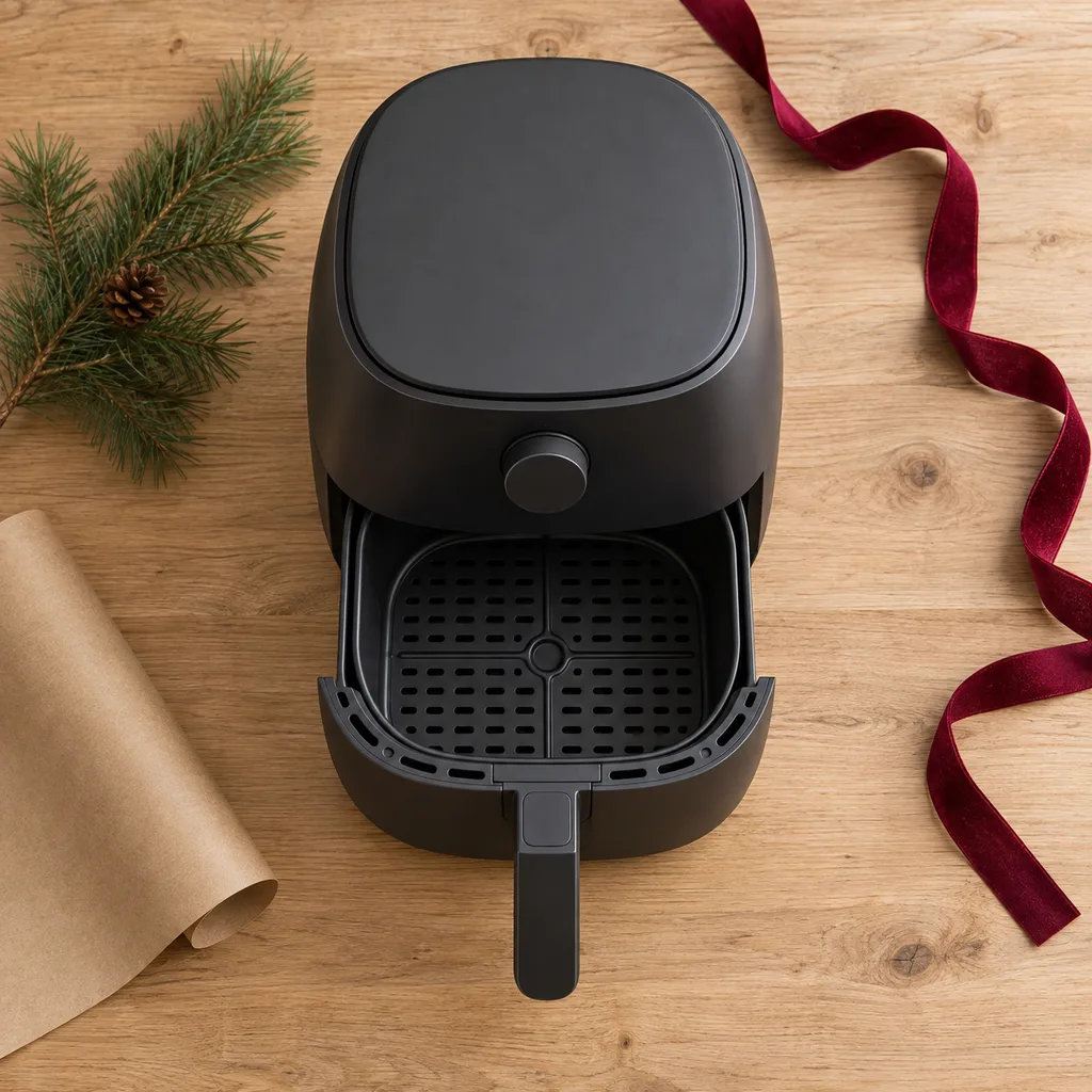 Representative photo-style image of classic basket air fryer — generated, not a specific product