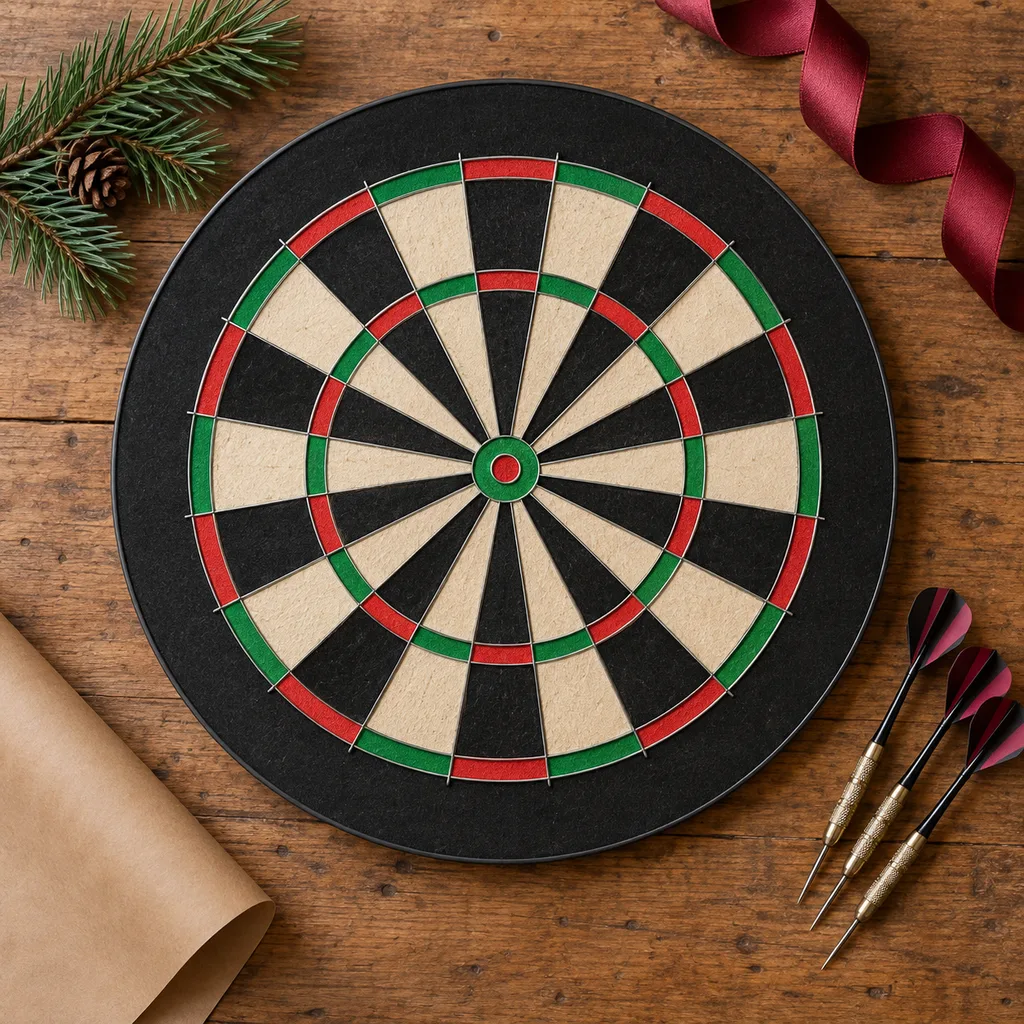 Representative photo-style image of classic bristle dartboard set — generated, not a specific product