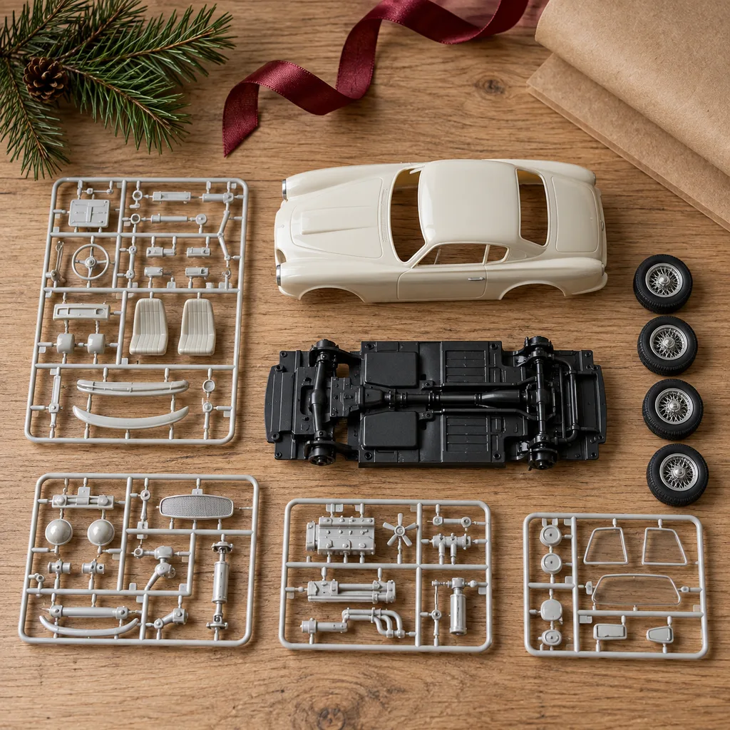 Representative photo-style image of classic car model kit — generated, not a specific product