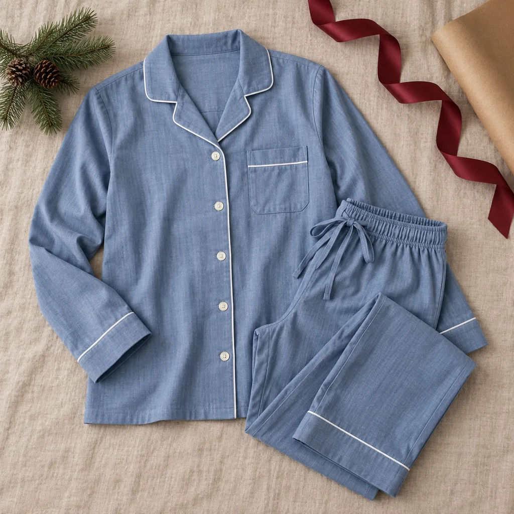 Representative photo-style image of classic cotton pajama set — generated, not a specific product