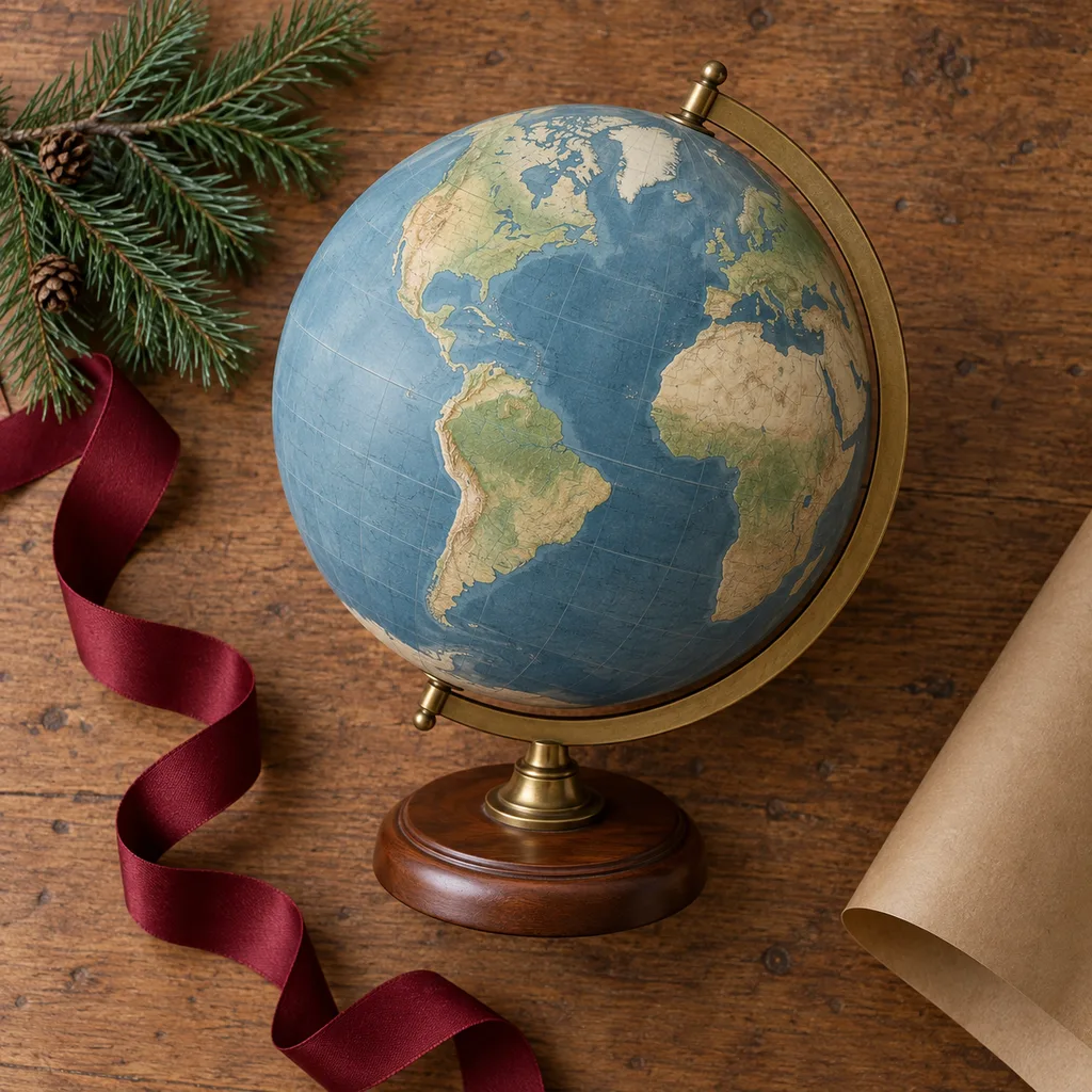 Representative photo-style image of classic desk world globe — generated, not a specific product