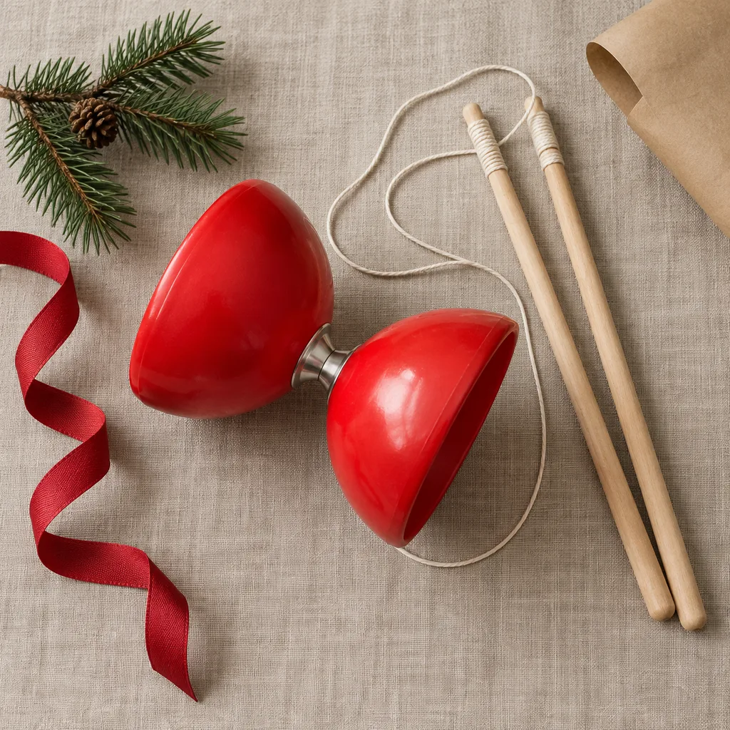 Representative photo-style image of classic diabolo juggling toy — generated, not a specific product