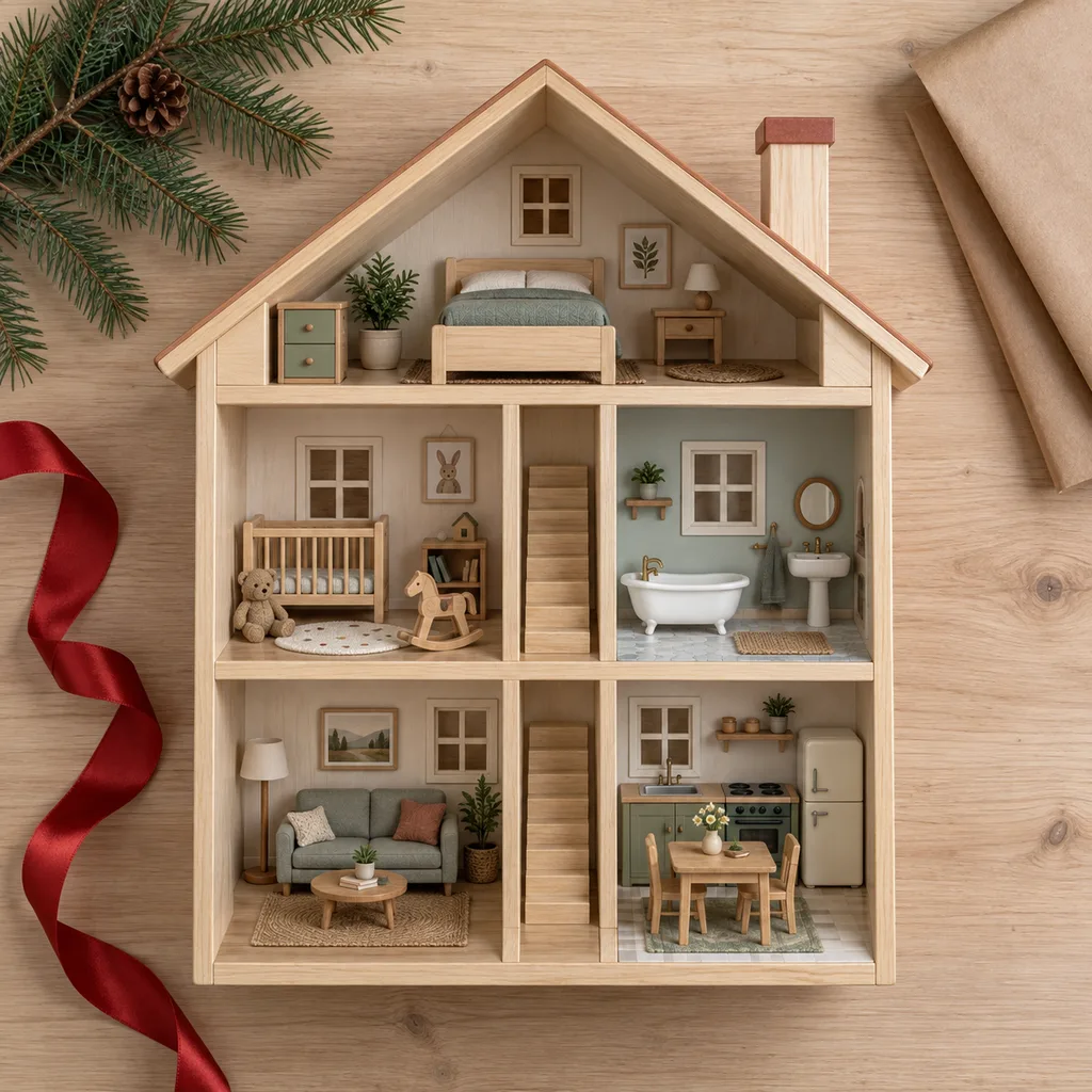 Representative photo-style image of classic dollhouse playset — generated, not a specific product
