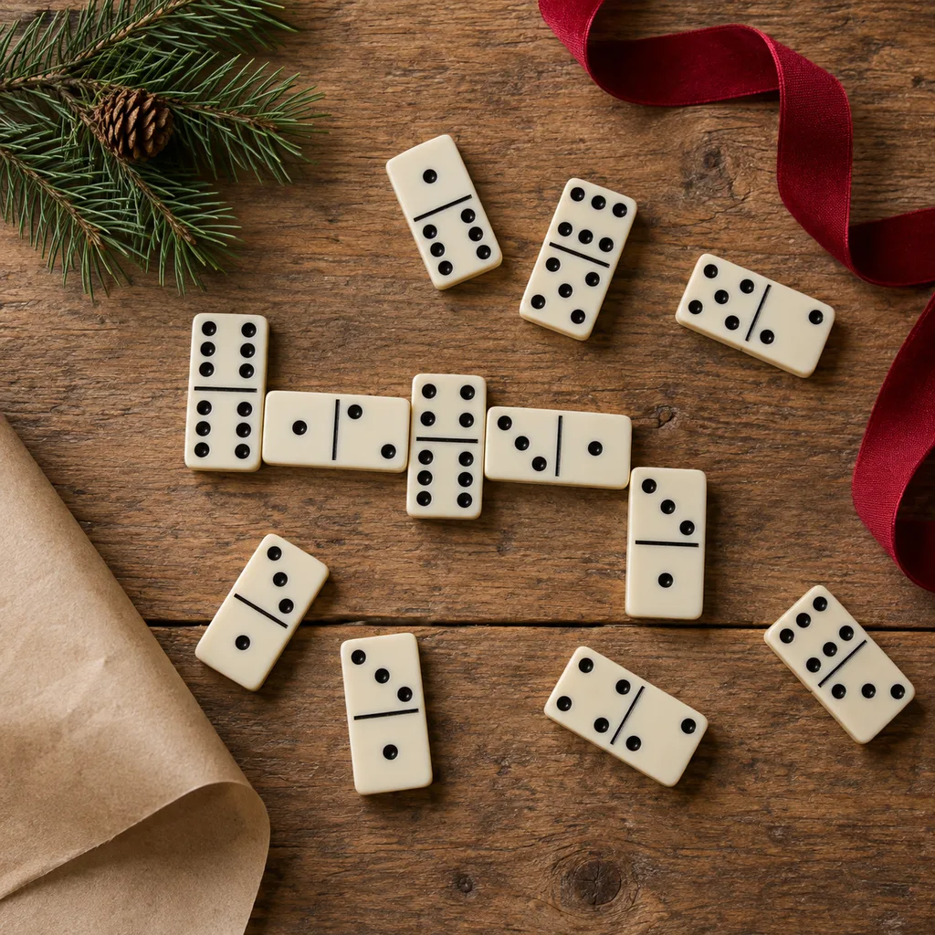 Representative photo-style image of classic dominoes set — generated, not a specific product