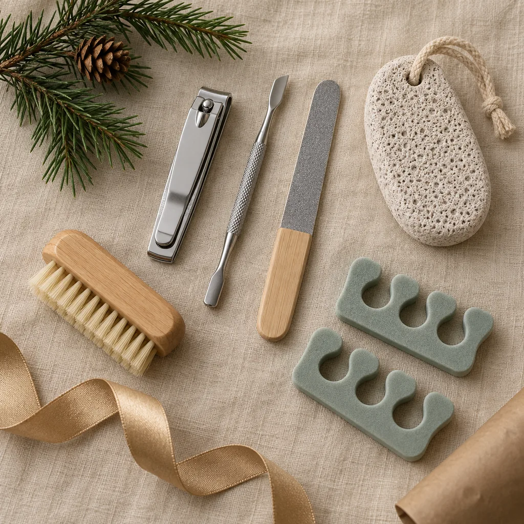 Representative photo-style image of home pedicure kit — generated, not a specific product