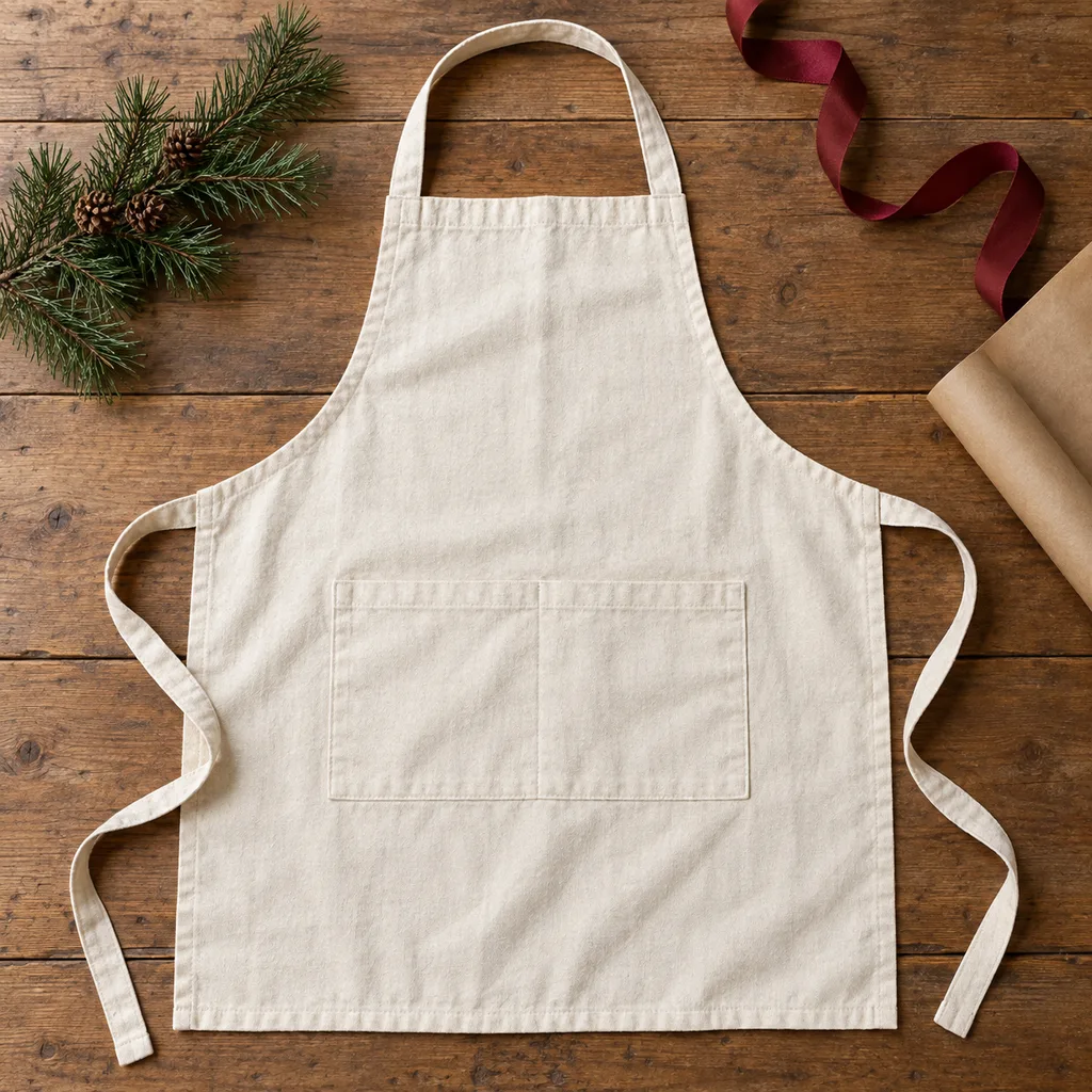Representative photo-style image of classic kitchen cooking apron — generated, not a specific product