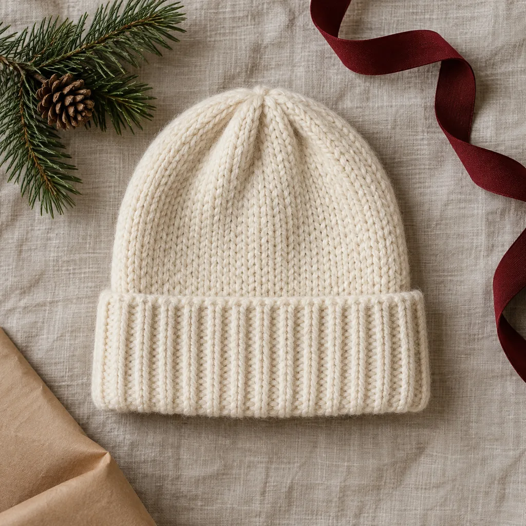 Representative photo-style image of classic knit winter beanie — generated, not a specific product