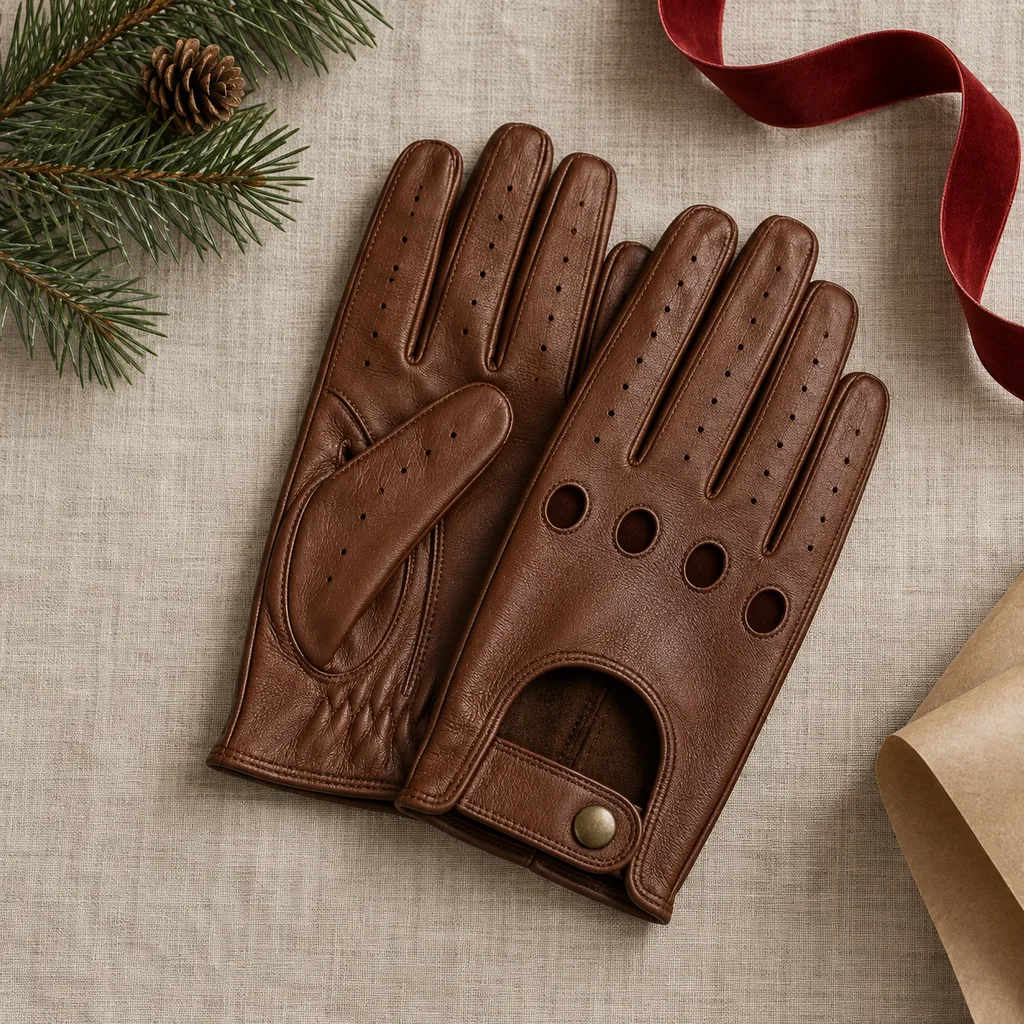Representative photo-style image of classic leather driving gloves — generated, not a specific product